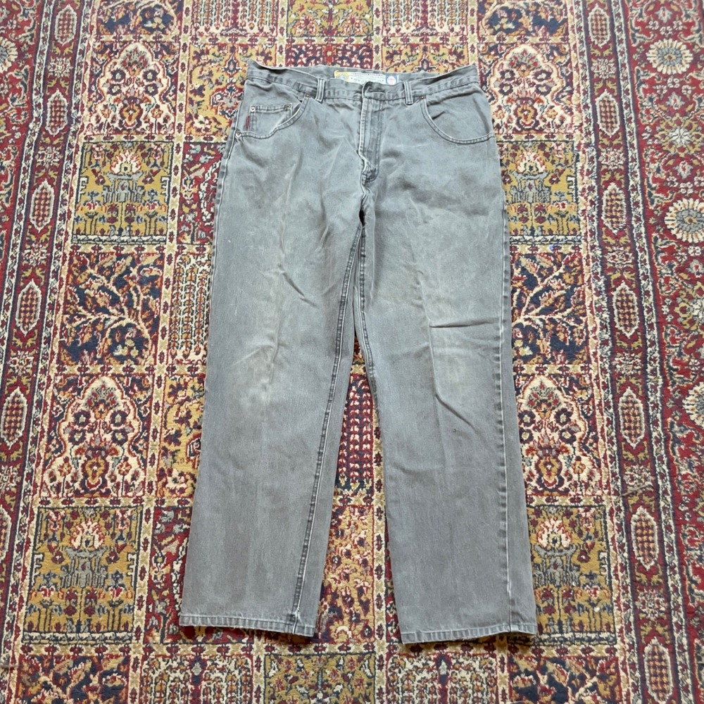 VTG 80s‎ 90s Bugle Boy Gold Crest Gray Loose Fit Jeans 36x34 baggy faded red tab